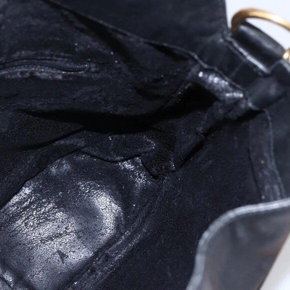 GUCCI Bamboo Shoulder Bag Leather 2way Black Gold - Picture 13 of 16